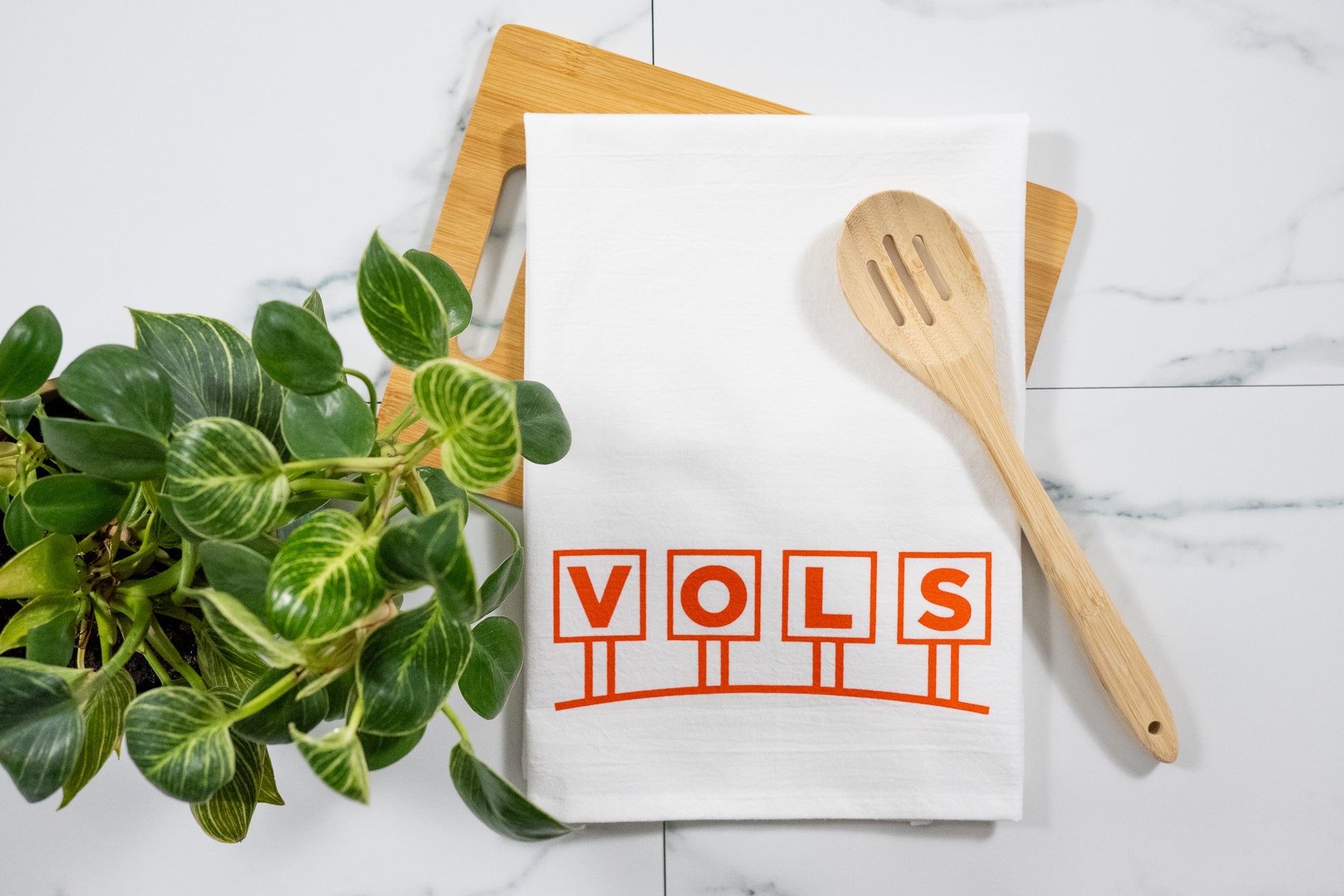 Tennessee Vols White Tea Towel with Orange Ink