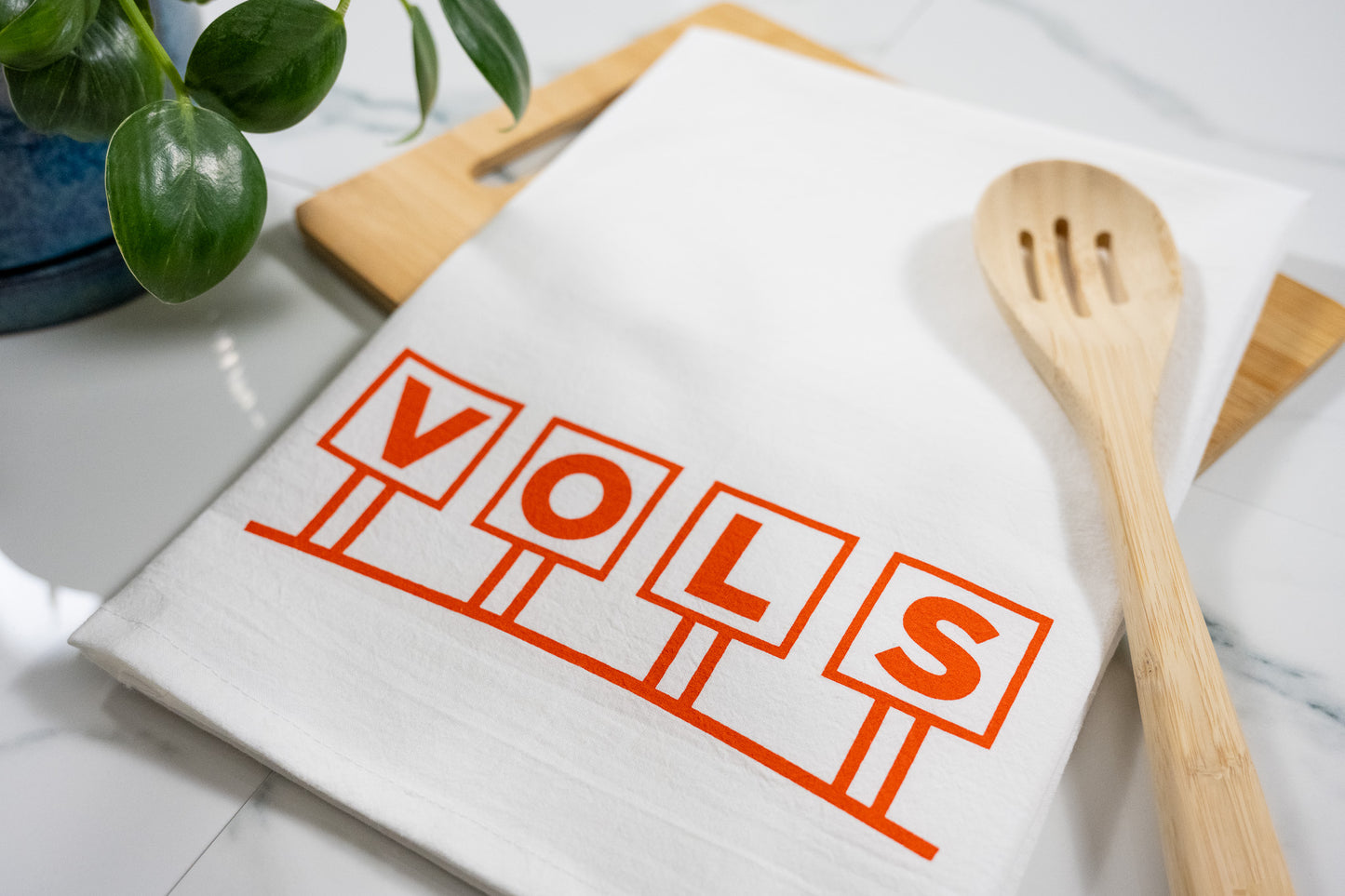 Tennessee Vols White Tea Towel with Orange Ink