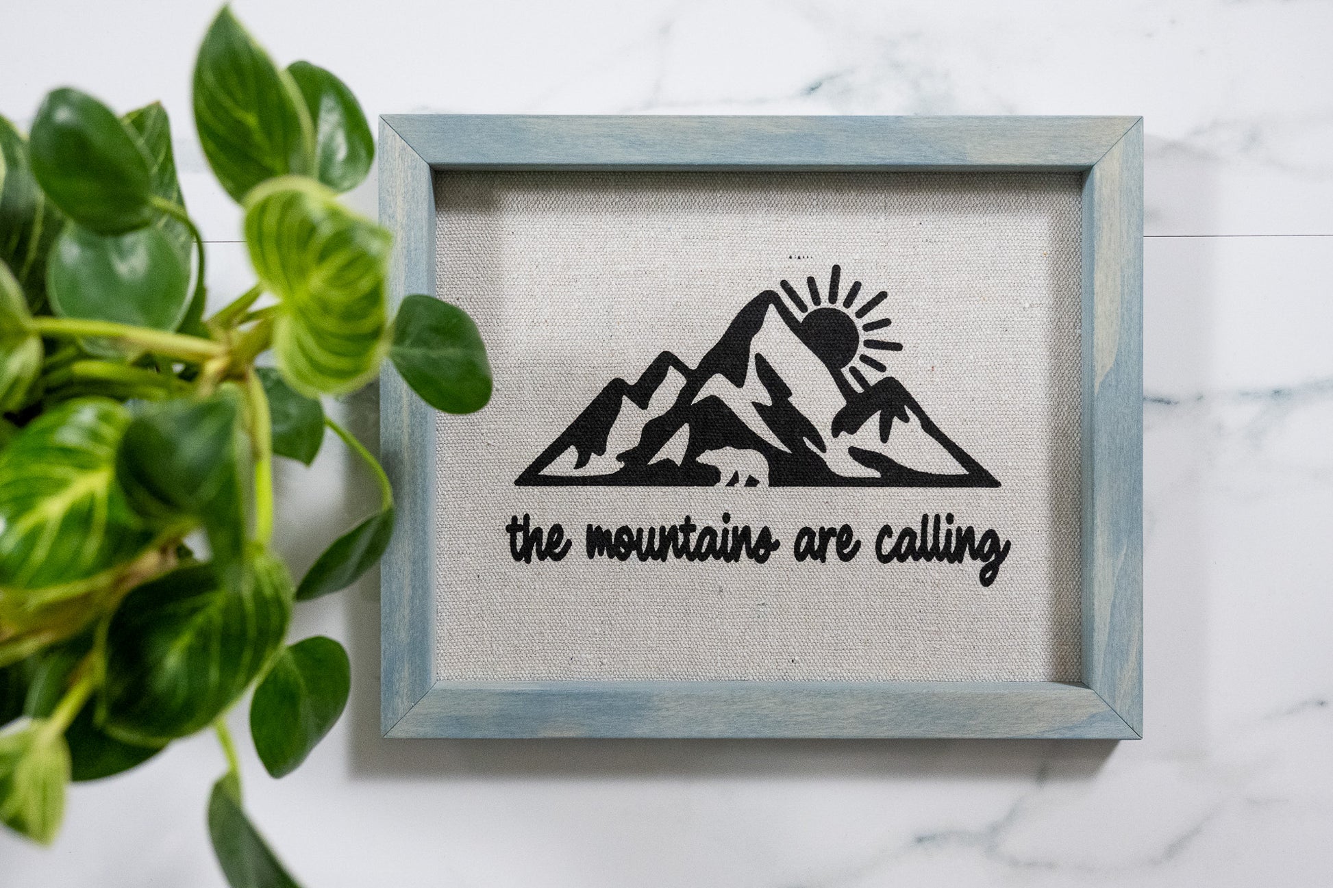 The Mountains Are Calling Reverse Canvas Sign with Smoky Mountains Frame