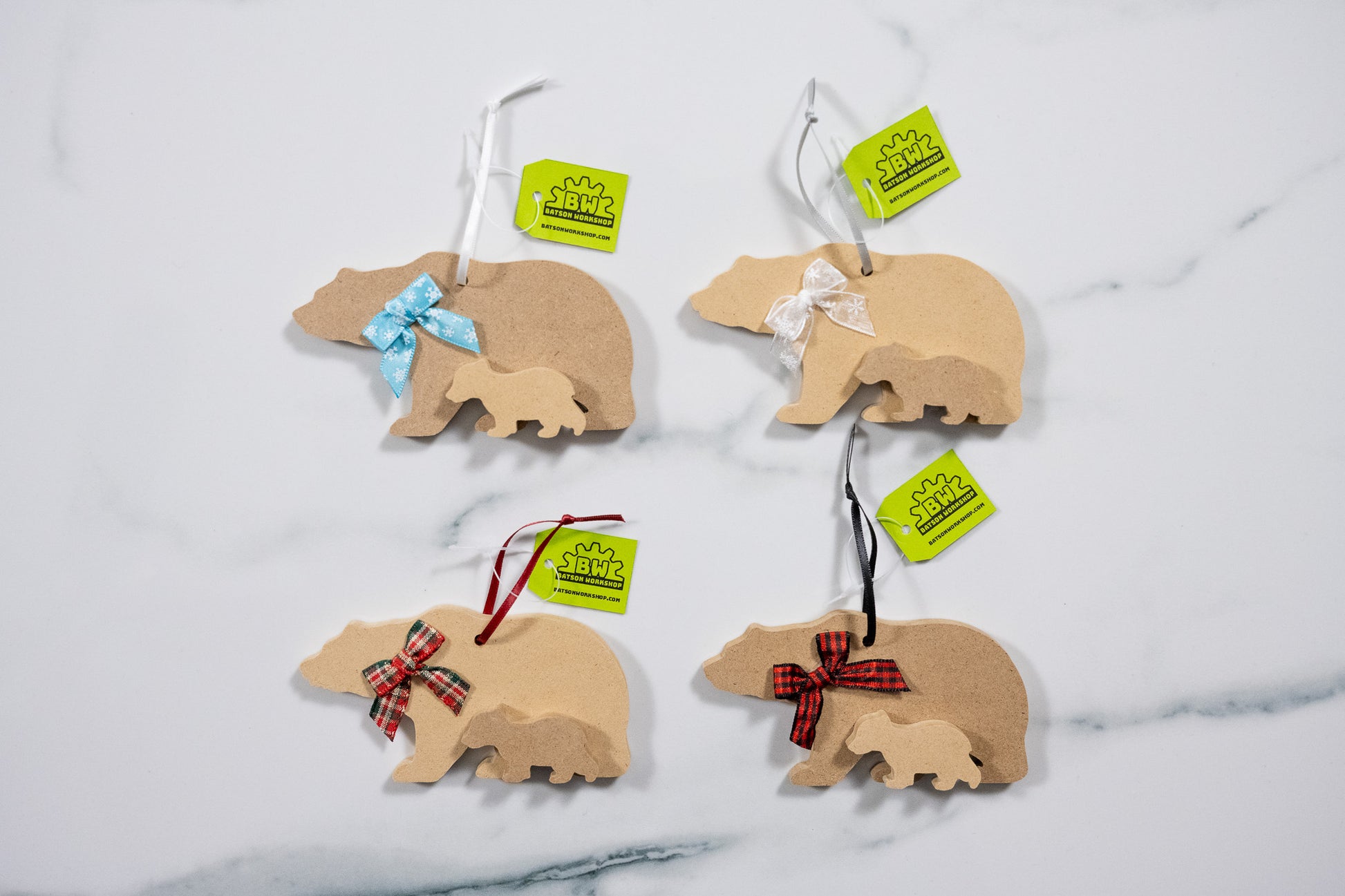 Bear Ornaments with Festive Bowties